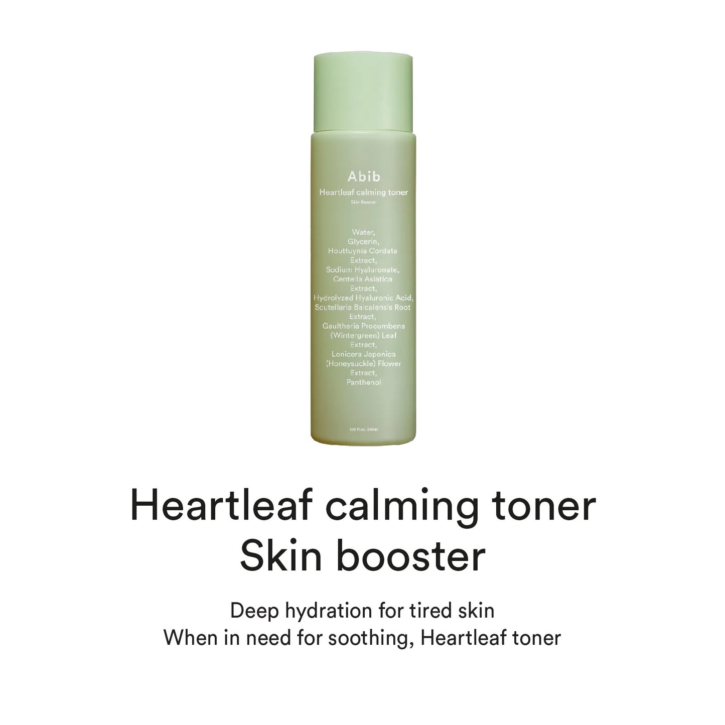 Abib Heartleaf Calming Toner Skin Booster – a lightweight, soothing toner infused with Heartleaf extract, designed to calm redness, hydrate, and balance skin.