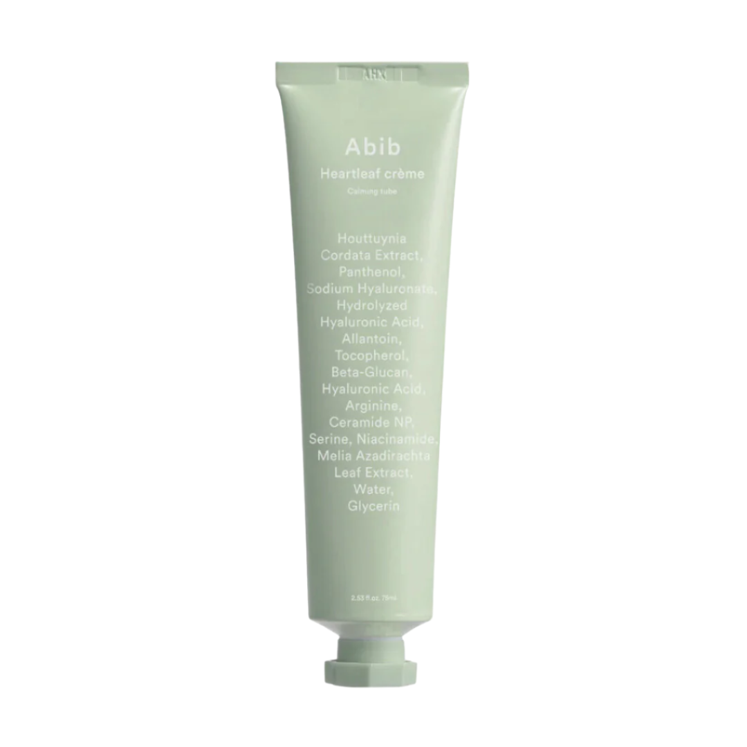 Abib Heartleaf Crème Calming Tube – a soothing, hydrating cream with Heartleaf extract, designed to calm irritation, reduce redness, and strengthen the skin barrier.