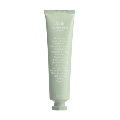 Abib Heartleaf Crème Calming Tube – a soothing, hydrating cream with Heartleaf extract, designed to calm irritation, reduce redness, and strengthen the skin barrier.