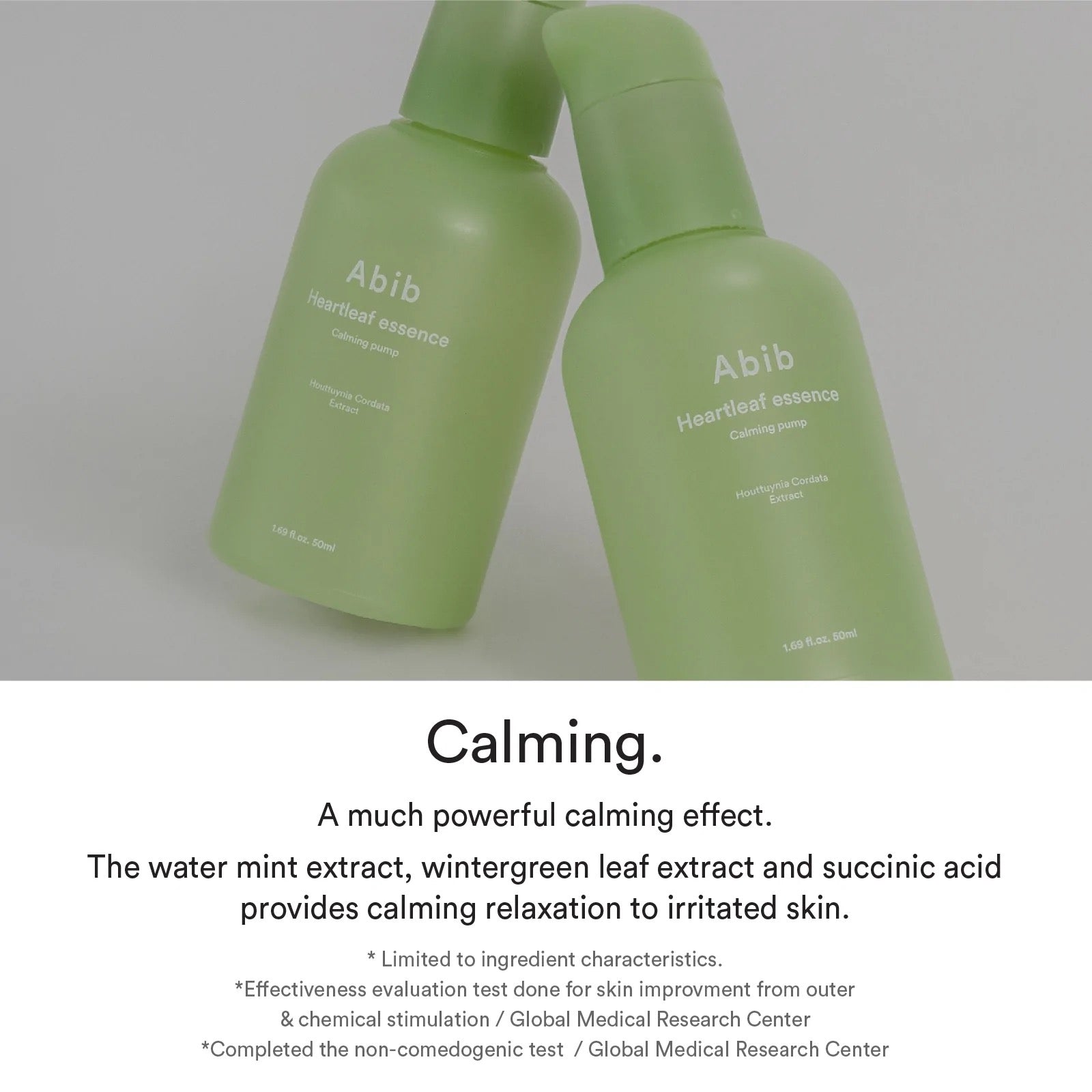 Abib Heartleaf Essence Calming Pump – a lightweight, soothing essence infused with Heartleaf extract, designed to reduce redness, hydrate, and strengthen the skin barrier.