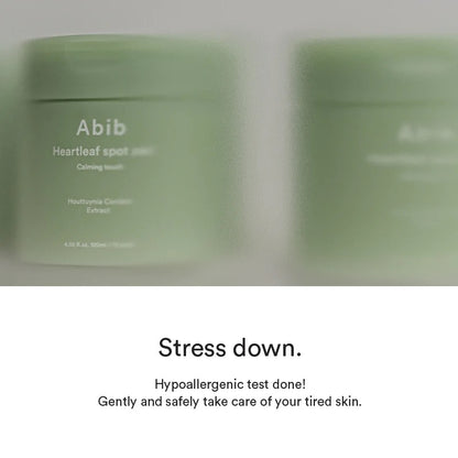 Abib Heartleaf Spot Pad Calming Touch – soothing toner pads infused with Heartleaf extract, designed to reduce redness, control oil, and hydrate sensitive skin.