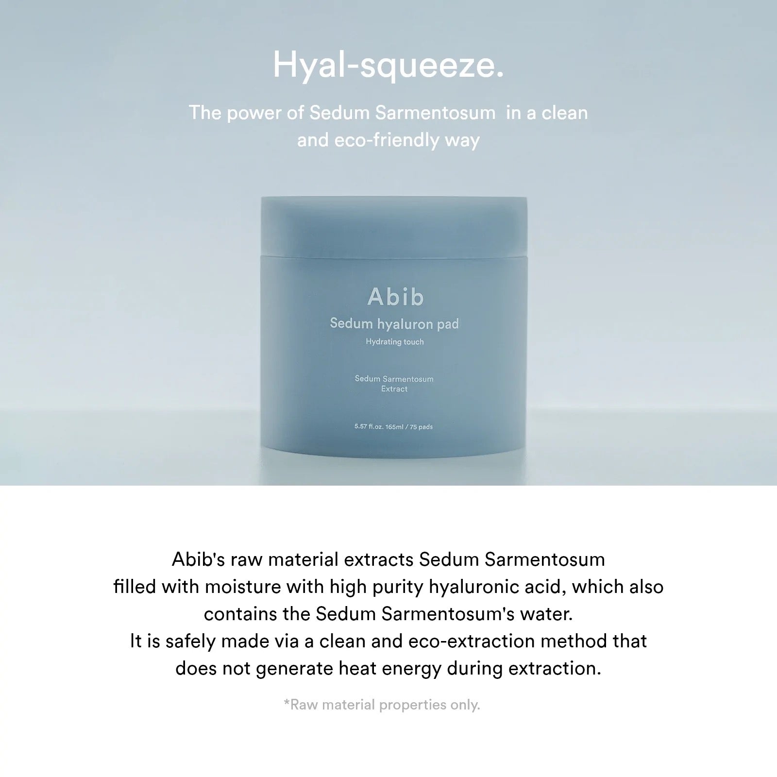 Abib Sedum Hyaluron Pad Hydrating Touch – moisturizing toner pads infused with Sedum extract and Hyaluronic Acid, designed to deeply hydrate, plump, and refresh dry skin.