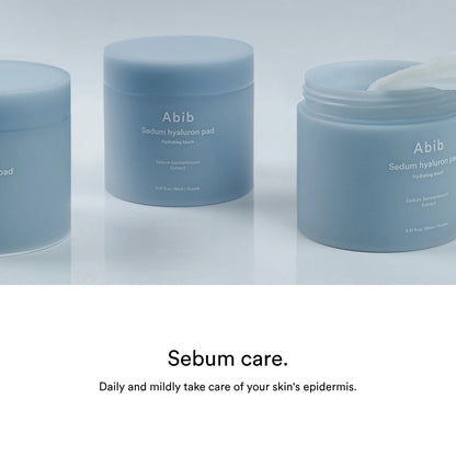 Abib Sedum Hyaluron Pad Hydrating Touch – moisturizing toner pads infused with Sedum extract and Hyaluronic Acid, designed to deeply hydrate, plump, and refresh dry skin.