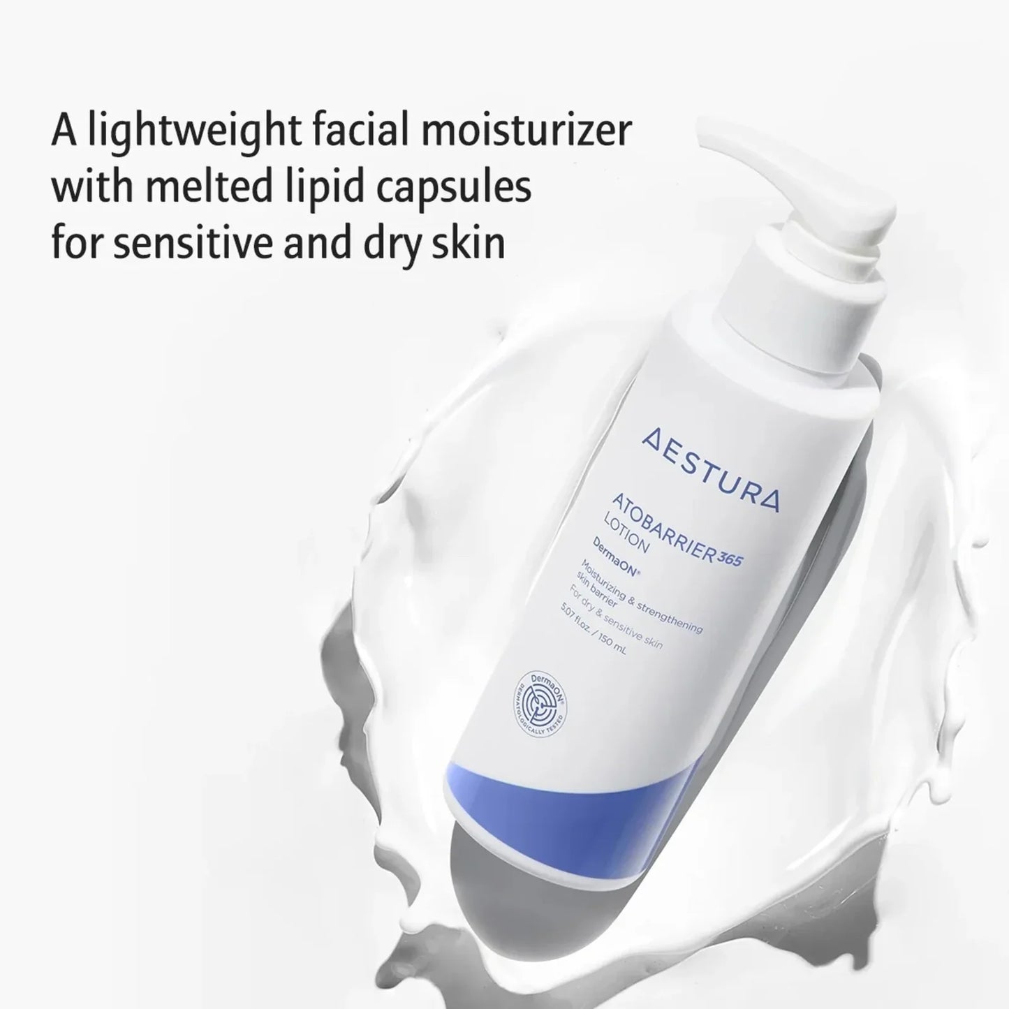 Aestura Atobarrier 365 Lotion – a lightweight lotion enriched with ceramides, designed to hydrate, soothe, and strengthen the skin barrier for sensitive and dry skin.