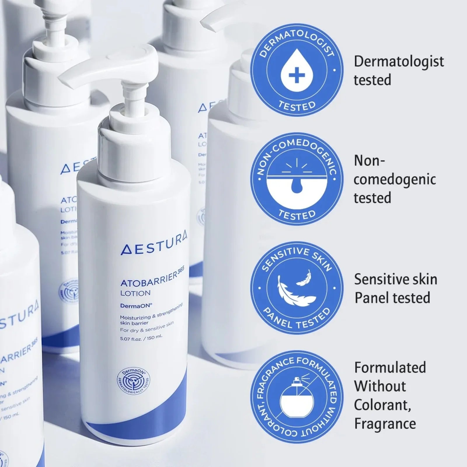 Aestura Atobarrier 365 Lotion – a lightweight lotion enriched with ceramides, designed to hydrate, soothe, and strengthen the skin barrier for sensitive and dry skin.