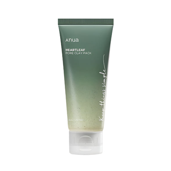 Anua Heartleaf Pore Clay Pack – a pore-clearing clay mask with Heartleaf extract, designed to absorb excess oil, unclog pores, and soothe sensitive skin.