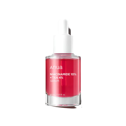 Anua Niacinamide 10% + TXA 4% Dark Spot Correcting Serum – a brightening serum with 10% niacinamide and 4% tranexamic acid, designed to fade dark spots, even skin tone, and enhance radiance.