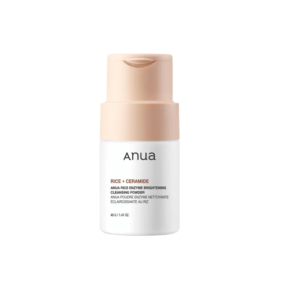 Anua Rice Enzyme Brightening Cleansing Powder – a gentle exfoliating powder cleanser with rice extract and enzymes, designed to brighten, smooth, and cleanse without stripping moisture.