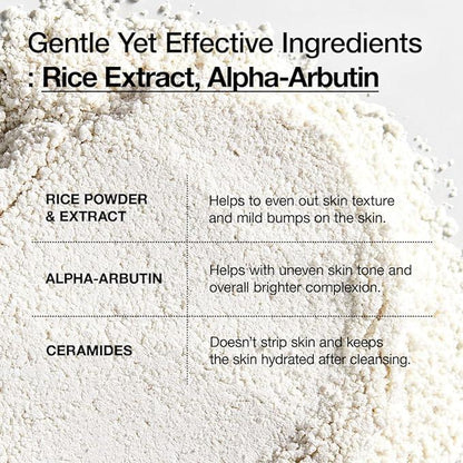 Anua Rice Enzyme Brightening Cleansing Powder – a gentle exfoliating powder cleanser with rice extract and enzymes, designed to brighten, smooth, and cleanse without stripping moisture.